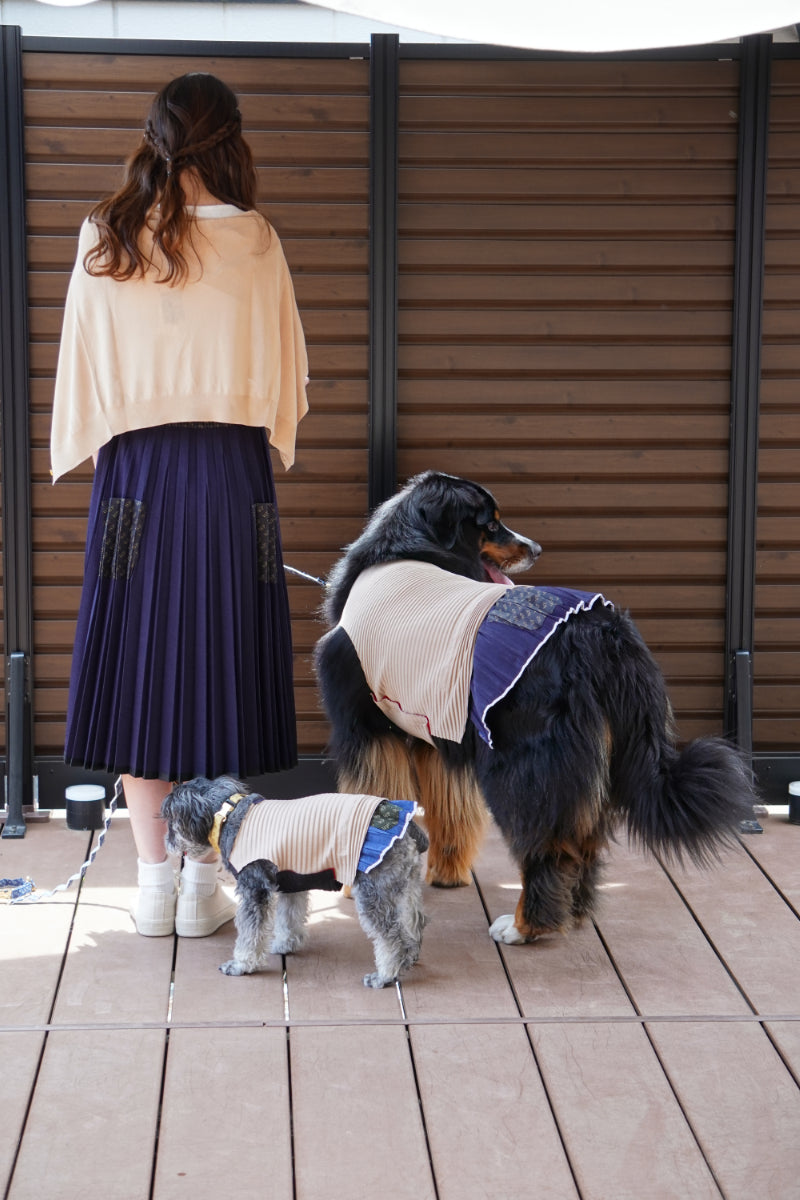 DOG WEAR - お揃い - リネン風ポケット付き着せ替えプリーツスカート