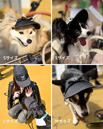 Wan!Pleatsのプリーツキャップの黒は特にスタイリッシュに決まります！愛犬とのお出かけやオフ会にぴったり。